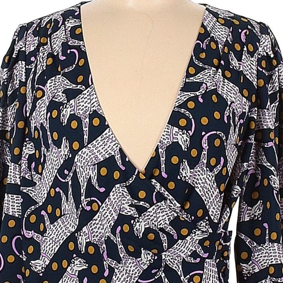 🎁 50% OFF Bundles 🎁 NWT Kate Spade Panther Dot Wrap Blouse Size 8 - Picture 3 of 9